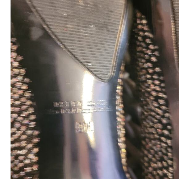 Nine West Danee Rhinestone Stilettos 9 Black Glitter Peep Toe Glam Party Heels - Picture 6 of 10